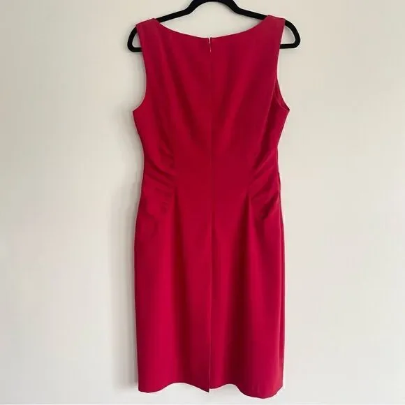 Sharagano Vintage RED Sleeveless Sexy Ruched Dress Women’s Size 10 - Picture 2 of 12
